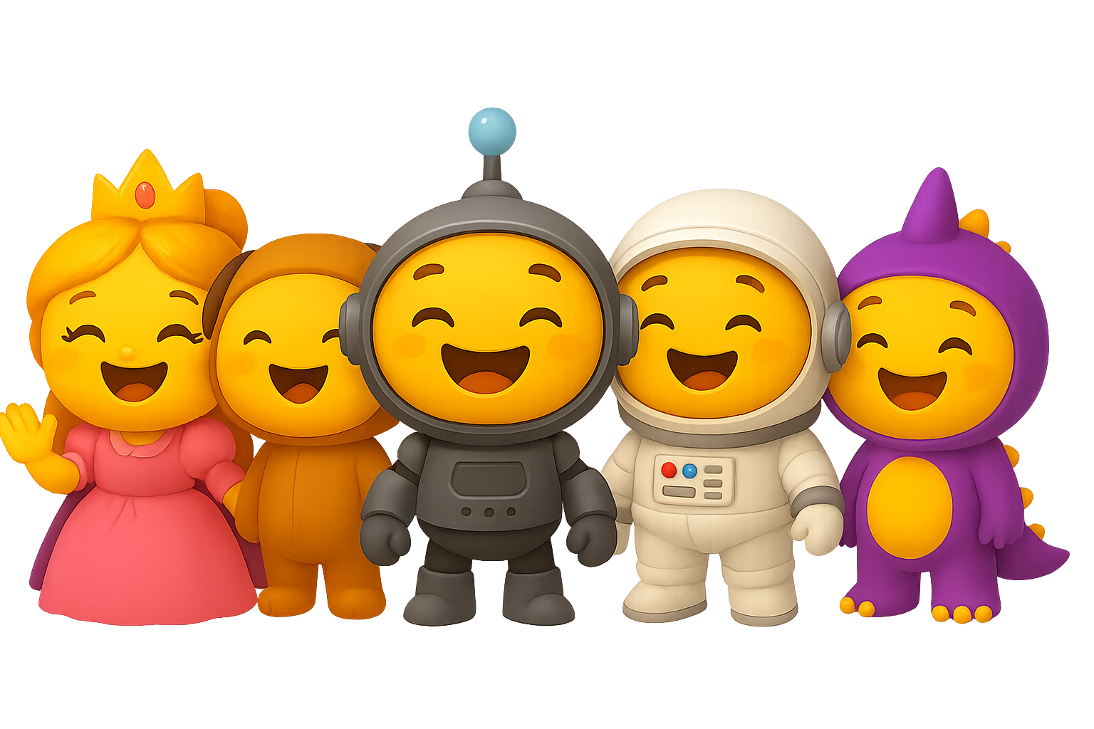 Magic Quill characters - Princess, Dragon, Robot, Astronaut, and Wizard